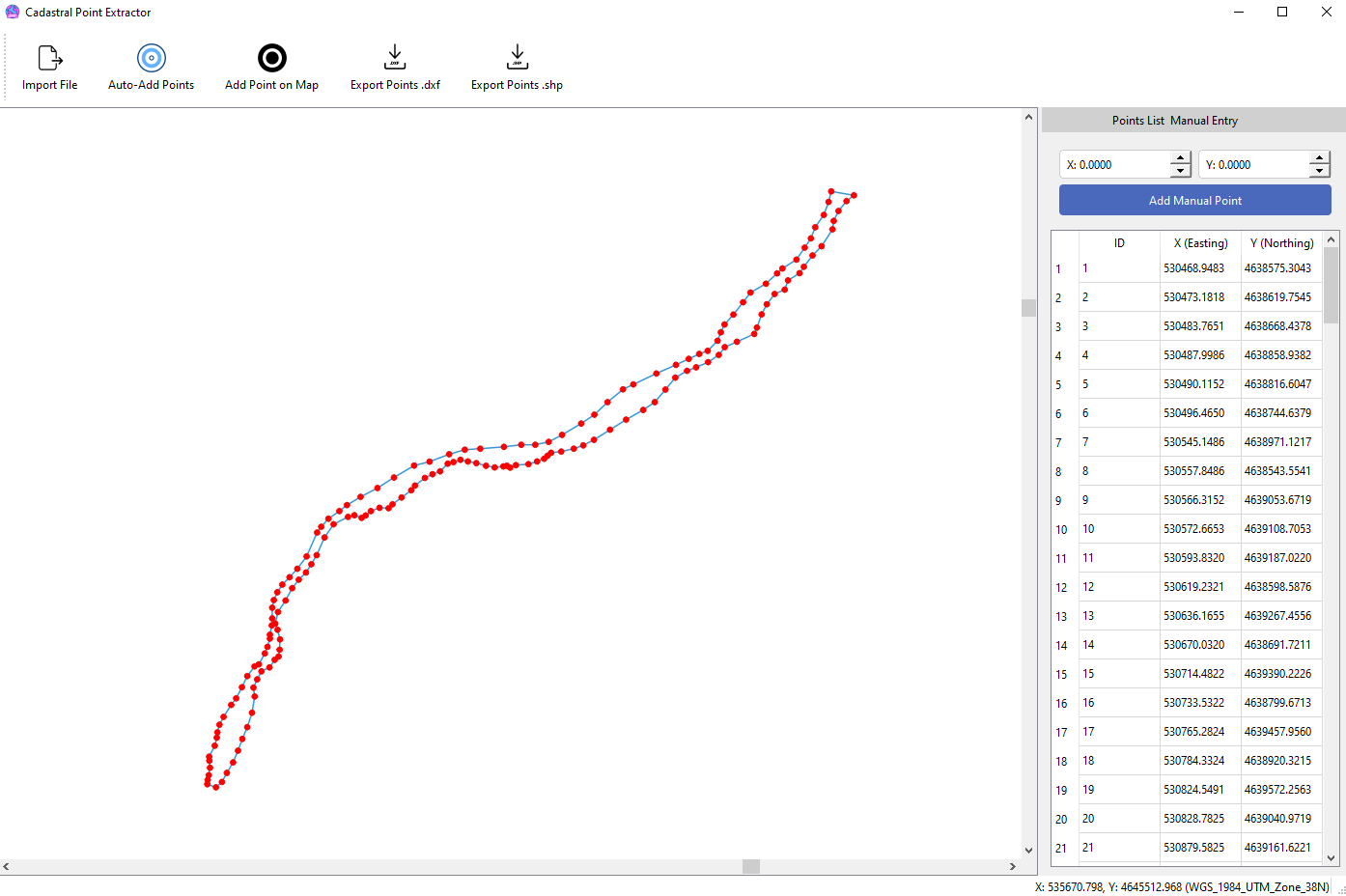 Cadastral Point Extractor Screenshot
